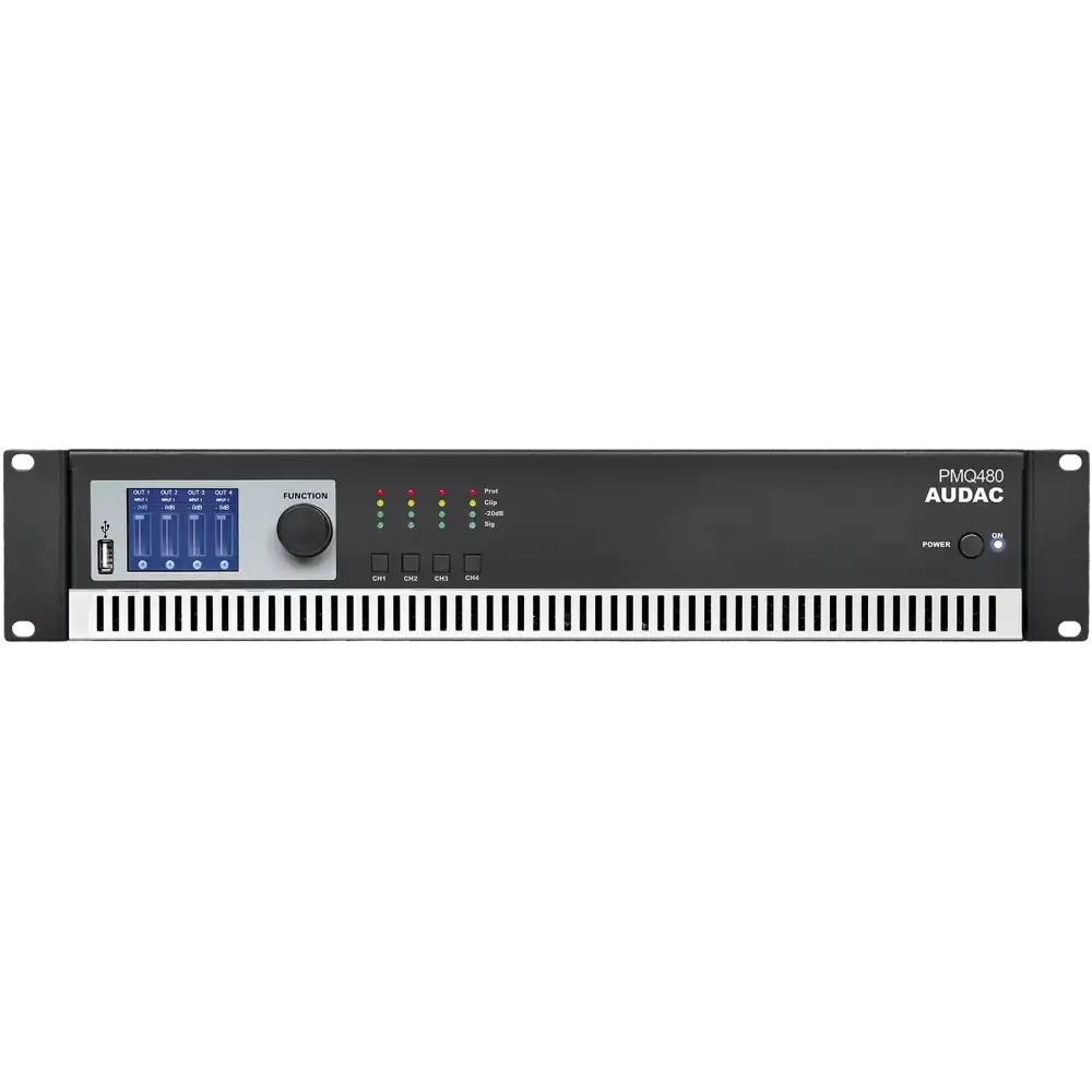 Audac PMQ480 Dijital DSP'li 4 Kanal 100V Amfi
