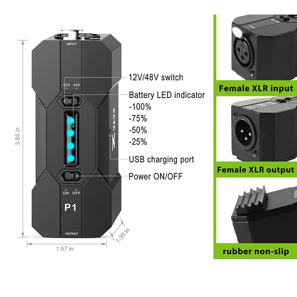Xvive P1 Portable Phantom Power Supply Phantom Güç Kaynağı